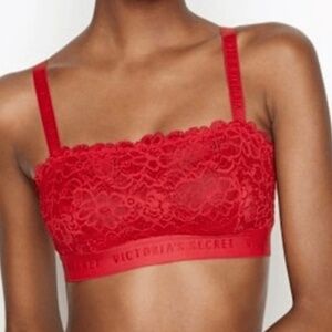 Victoria's Secret‎ Red Floral Lace Bralette Wireless Bra L/G